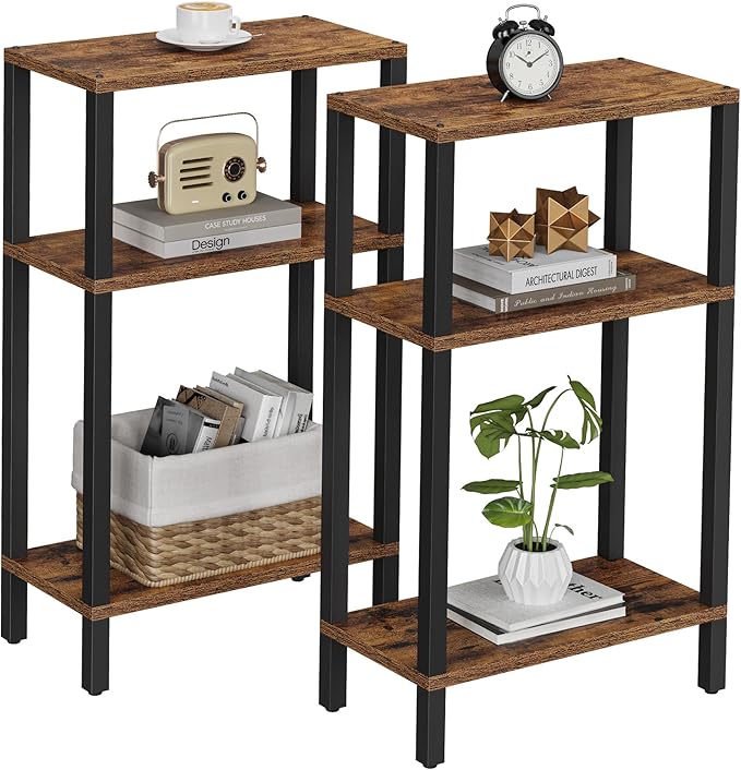 TUTOTAK Small Side Table, Narrow End Table, Skinny Sofa Table, Slim Nightstand, Couch Table, Living Room, Bed Room, Brown TB01BB0772