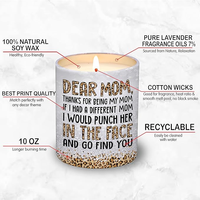 Gifts for Mom from Daughter Son - Christmas Gifts for Mom, Wife, Women - Moms Birthday Gift Ideas, Cool Birthday Gift for Moms - Funny Christmas Candle, mom Soy Wax Candle