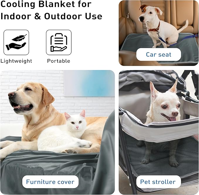 Kritter Planet Waterproof Cooling Dog Mat, Soft Cooling Pad for Dog, Lightweight Cooling Outdoor Mat, Reversible Furniture Cover Couch Sofa Bed, 30 x 50 inch, Grey