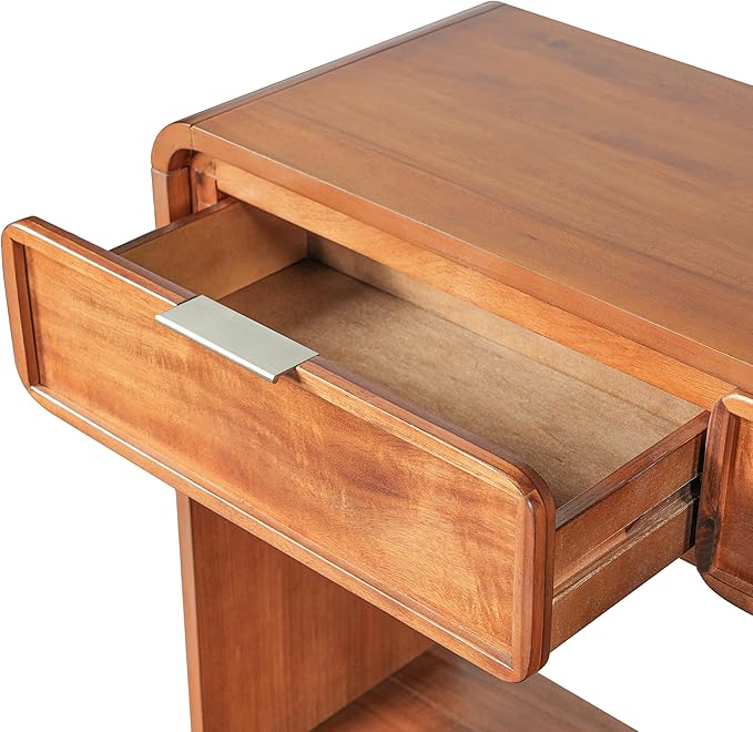 Christopher Knight Home Tida Vintage Narrow Console Table with Drawers, Solid Wood Entryway Table with Open Storage Shelf, Behind The Couch Long Sofa Table for Living Room, Brown