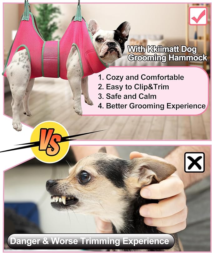 Dog Grooming Hammock, Small Dog Hammock for Nail Trim, Hanging Harness for Claw Care,Grooming Sling Holder Hanger with Thick Fabric Neck Support Wide Strap Restraint