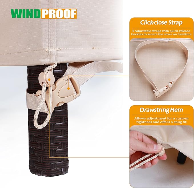 F&J Outdoors Waterproof UV Resistant Patio Deep Seat Lounge Chair Dining Chair Cover, 35" W x 39" D x 36" H