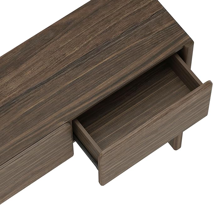 Manhattan Comfort Linda Modern Console Table with 3 Storage Drawers – 60" Narrow Entryway Stand for Living Room, Hallway, or Dining Room – Wood Grain Accent Furniture, Walnut Brown