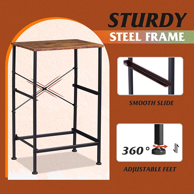 WLIVE Nightstand, Nightstand with 2 Drawers, Bedside Furniture, Night Stand, Small Dresser for Bedroom, College Dorm, End Table with Fabric Bins, Dormitory, Black and Rustic Brown, Size L