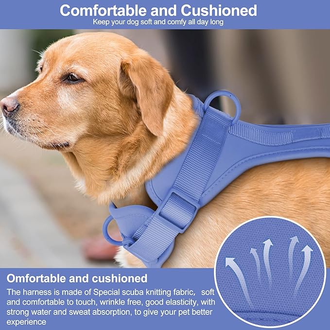 Wisedog No Pull Lightweight Dog Vest Harness with Soft and Comfortable Cushion, Breathable Mesh, for Small Medium Large Dogs Walking (M(Neck: 11.81"-18.11";Chest: 18.11"-27.95"), Blue)