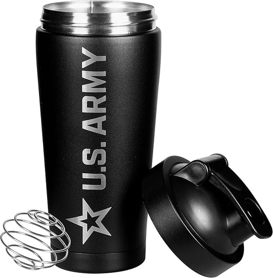 24oz Army Insulated Shaker Bottle - 24oz Water Bottle – Shaker Cup for Protein Shakes - US Army Gifts | Disabled Vet Owned Business | Army Shaker Cup