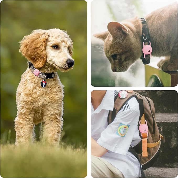 DDJ for Tile Life360 Sticker (2024) Tracker Cat Collar Case, 2-Pack Silicone Anti-Lost Protective Cover Tile Tracker Holder for Dog & Pet Collars, Ultra Durable, Easy Installation, Lightweight, Pink