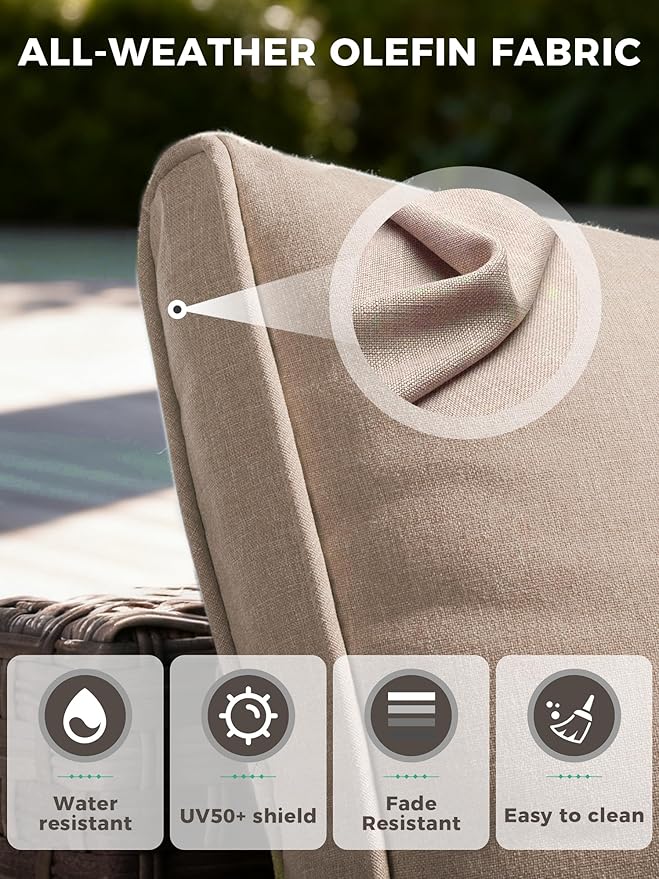 13 Piece Outdoor Wicker Rattan Sectional Sofa Set with Swivel Chairs & Fire Pit Table, 9-Seats with 4" Thickened Cushions & Coffee Table, All-Weather PE Rattan for Garden, Backyard, Porch, Beige