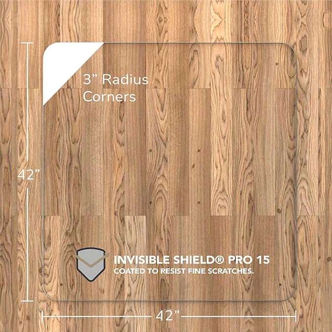 Vitrazza Glass Chair Mat 42” x 42” Superior ¼ Thick, Luminoso Low-Iron Ultra Clear, Certified Tempered Safety Glass, Delivers a Smooth Glide, Protects Carpet or Wood, Beautiful in Home or Office.