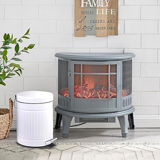 5 L Round Step Pet Trash with Lid,Mini Metal Pedal Bin,Small Garbage Can Wastebasket for Home,Car or Office，White