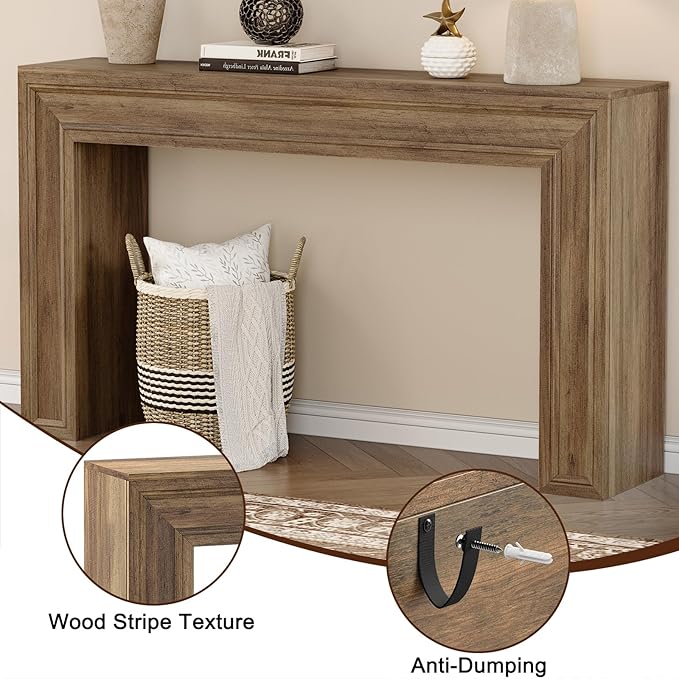 Rresyet 55 Inch Long Console Table, Sofa Table Behind Sofa, Wooden Entryway Table, Farmhouse Entryway Table for Entry, Hallway, Living Room (Wood)