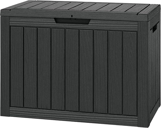 Outdoor Storage Box, Weather-Resistant Resin Deck Box for Patio, Balcony, Holds Garden Tools & Cushions (45 Gallon, Black)