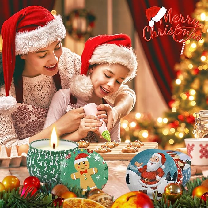 Christmas Candles Gifts for Women, 4 Pack Scented Candles Set,120 Hour Long Lasting Natural Soy Wax Aromatherapy Candle for Meditation, Yoga, Relaxation, SPA, Ideal Gifts for Women