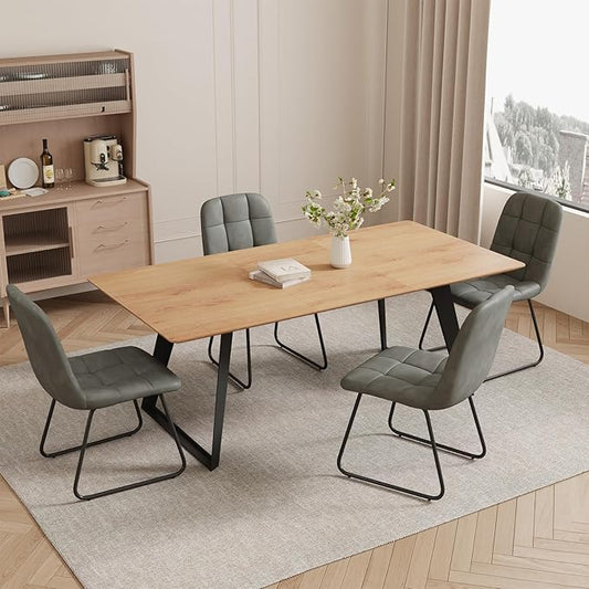 ZckyCine Modern Dining Table and Chair Set for 4 – Rectangular Expandable Wooden Table, Space-Saving Multifunctional Design for Small Spaces