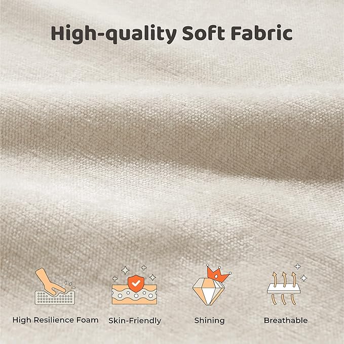 RECCI Cloud Upholstered California King Bed Frame with Headboard, 5 Inch Foam Padded Platform, No Box Spring, Easy Assembly (Cream)