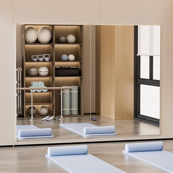 brisafe 2PCS 71" x 32" Home Gym Mirrors for Wall – Ultra-Light Nano Full-Length Wall Mirrors for Dance Studio & Yoga, Ultra Clear Nano Material Full-Length Mirror, Oversized Shatterproof Floor Mirror