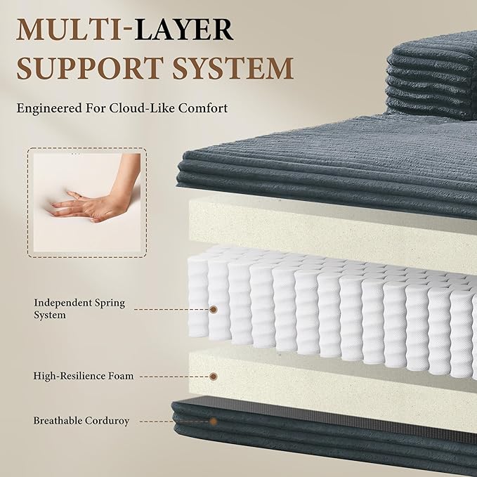 133" Couches for Living Room Deep-Seat Sectional Couch for Living Room Corduroy Boneless Couchs U-Shape Cloud Couch Flexible Modular Sectional Sofa with Chaise Lounge (Dark Gray, with Cup Holder)