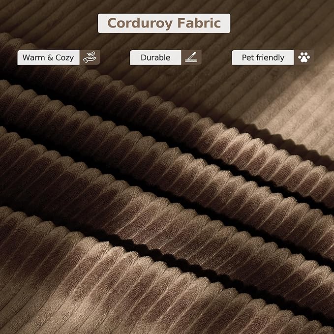 78.8''Convertible Sleeper Sofa Bed,Compressed Floor Boneless Couch,Modular Modern Corduroy Sofa for Living Room Bedroom -with Fixed-Shape Frame and Support Armrest,Easy Assembly(Brown)