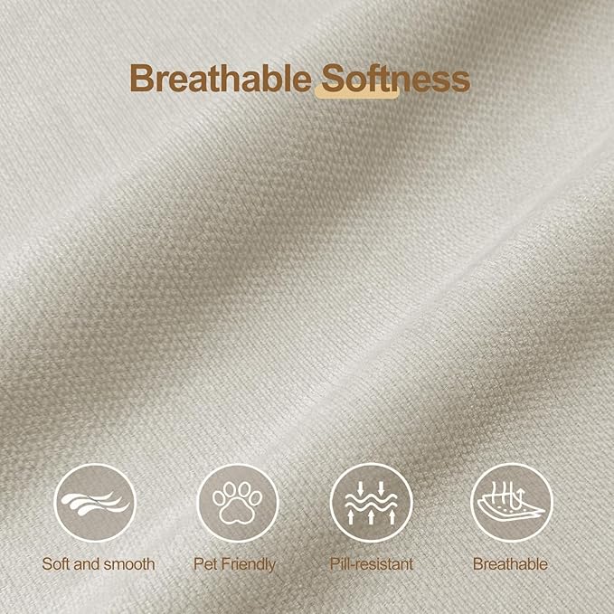 ANONER 108" Cloud Sectional Couches for Living Room, U Shaped Boneless Couch with 2 Ottomans, Deep Sleeper Sofa Chenille Touch Furniture Cloud Couch, White Beige