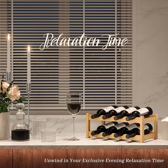 Wine Rack，Bamboo Wine Storage Cabinet Shelf，Countertop Wine Shelf- Freestanding Wine Holder for Kitchen & Pantry (Natural, 2-Tier)