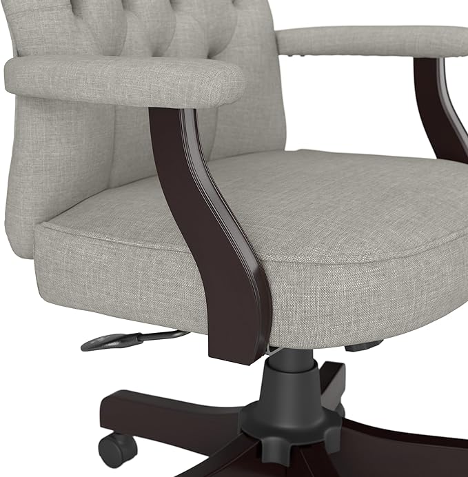 Bush Business Furniture Arden Lane High Back Tufted Office Chair with Arms in Light Gray Fabric