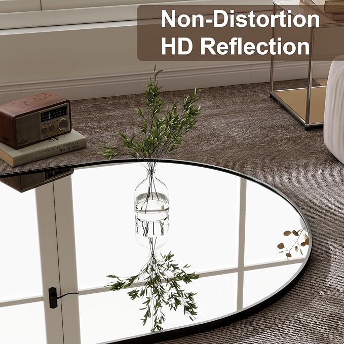 GLSLAND-77 x38 Arched Full Length Mirror - Oversize Floor Mirrors Aluminum Alloy Frame Full Body Dressing Mirror for Bedroom Living Room,Black