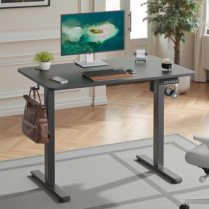 Casaphoria 40 x 24 inches Electric Standing Desk, Sit to Stand Desk with Memory Height Adjustment, Home Office Computer Desk for Writing and Games, Black