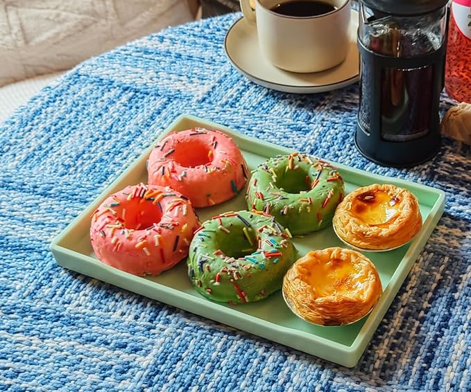 Green Small Serving Tray (9.5 x 7 inch), Countertop Organizer for Bathtub Bathroom Vanity Items, Serving Accessory, Coffee, Drinks, Tea, Party, Spa, Perfume and Display Use.