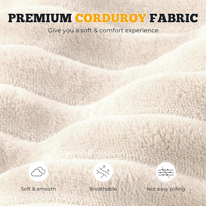 113" Modular Sectional Sofa, Convertible U-Shaped Cloud Couches for Living Room with Ottoman, 5 Seater Corduroy Boneless Couch Sofa Set, No Assembly Required, Beige 1 PCS