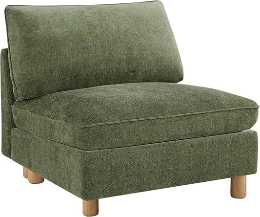 CHITA Super Large Sectional Couches for Living Room, Modular Cloud Couch Sectional Sofa, Premium Fabric Couches, Down Filled, High Density Foam, Chenille in Green, Armless Chair