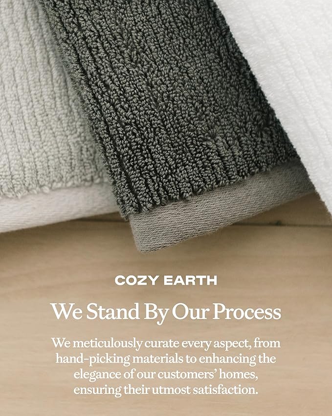 Cozy Earth Ribbed Washcloth Set - 60% Cotton 40% Viscose from Bamboo Bathroom Washcloths - Soft & Absorbent Textured Ribbed Pattern - 4 Pack White