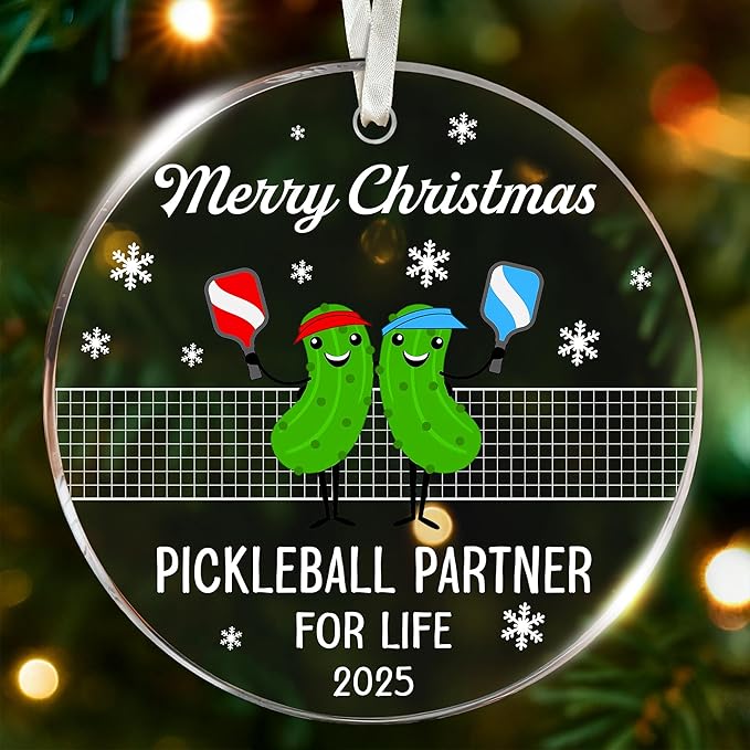 Pickleball Ornament - Perfect Pickleball Gifts Ideas for Christmas 2025, Unique Stocking Stuffers, Funny Christmas Ornaments for Women, Ideal Pickleball Ornaments Gifts, Funny Pickleballs Gift