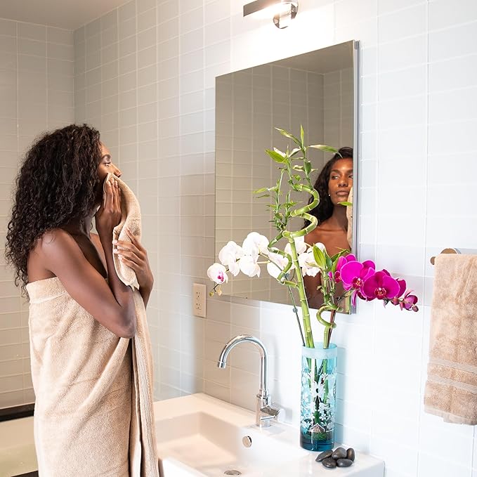 Mosobam Luxury Turkish Bath Towels 30X58 Light Taupe 700 GSM Bamboo Viscose & Aegean Turkish Combed Cotton