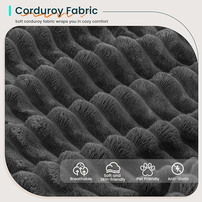 156" U Shaped Cloud Couch Sectional Modular Sofa with Deep Seat, 7 Seater Corduroy Couches, Boneless Couch with Removable Ottoman, Sectional Couches for Living Room, No Assembly Required, Grey