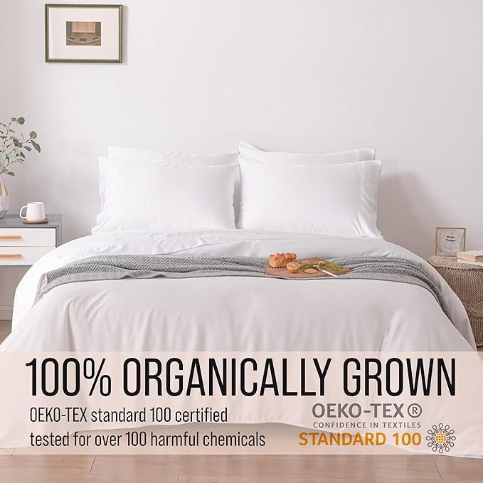 Bella Coterie 6 Piece Luxury Bamboo Viscose Split Top King Size Sheet Set | 34" Split for Adjustable Beds | 100% Organically Grown| Cooling | 18” Deep Pocket | 4 Pillowcases [White]