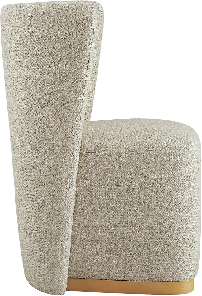 CHITA Upholstered Rolling Dining Chair on Casters Set of 4, FSC Certified Modern Curve Back Dining Chair with Casters, Boucle Dining Chairs for Reading Room Waiting Room Kitchen Dining Room, Oatmeal