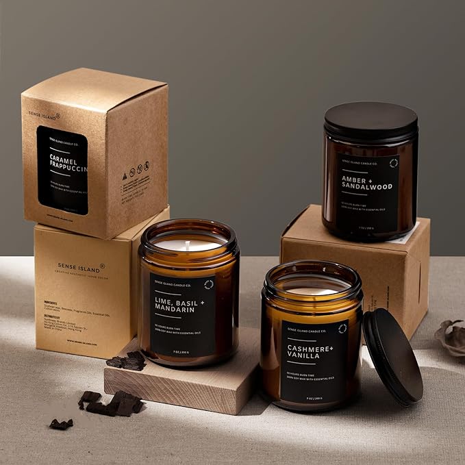 SENSE ISLAND Rose Oud Scented Candles for Men&Women | Natural Soy Candle 50 Hrs Burn Time Highly Scented Candles for Home Scented