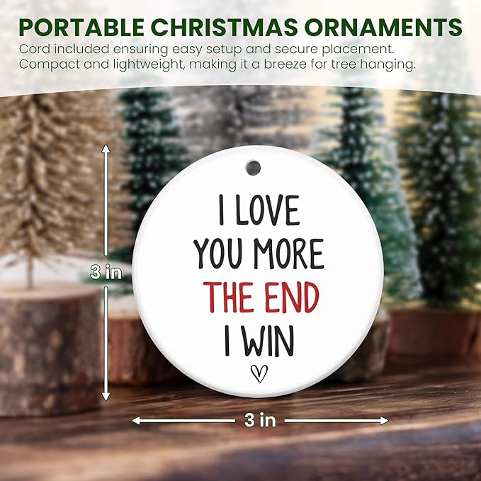 Christmas Couple Gifts for Girlfriend Boyfriend - Ceramic Christmas Ornaments 2025 for Tree Decorations - I Love You Gifts for Gf Him Her Women Men, Wife Husband Gift Ideas, Stocking Stuffers