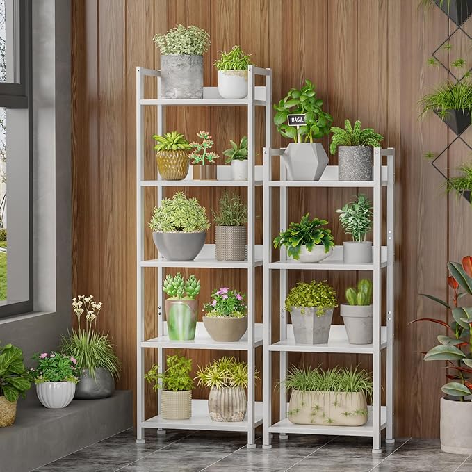 Furologee 5 Tier Bookshelf with Drawer, Tall Narrow Bookcase with Shelves, Wood and Metal Book Shelf Storage Organizer, Modern Display Standing Shelf Unit for Bedroom, Living Room, Office, White