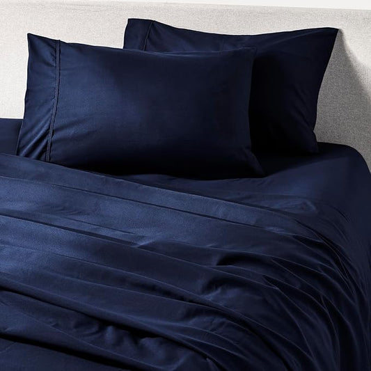 PeachSkinSheets Mariner Blue Sheet Set - 1500tc Level of Softness - Extra Soft Cooling Sheets for Hot Sleepers and Night Sweats - Queen Size