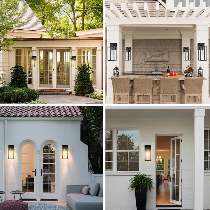 Kalium Dusk to Dawn Porch Outdoor Light, Wall Light Fixtures Waterproof Exterior Wall Sconce Light Fixture with E26 Base for Patio Entryway Hallway (Bulb not Included)