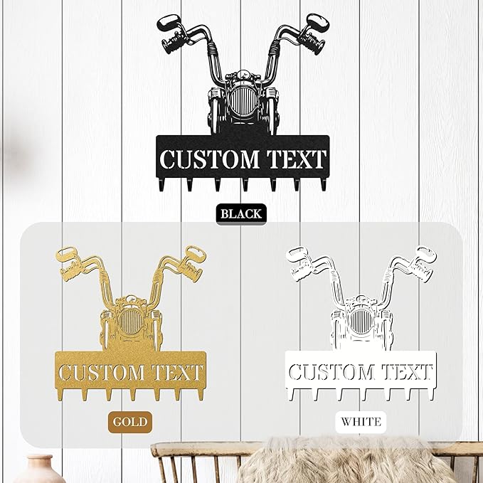 Personalized Key Holder for Wall, Custom Metal Vintage Motorbike Key Hooks with Name, Metal Jacket Holder Hooks Organizer Rack, Coat Hanger Decor for Kitchen, Entryway