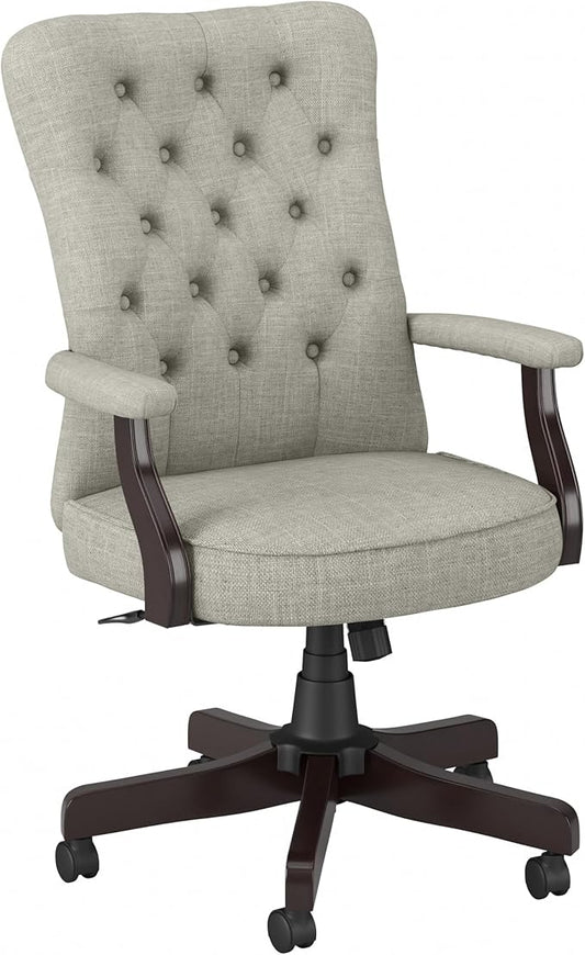 Bush Business Furniture Arden Lane High Back Tufted Office Chair with Arms in Light Gray Fabric