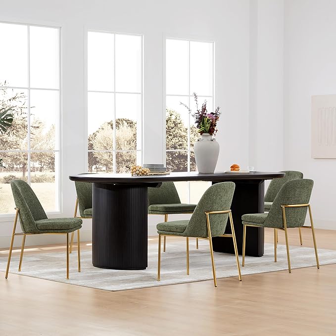 CHITA Modern Dining Chairs Set of 2, FSC Certified Metal Dining Chair for Dining Room, Moss Green