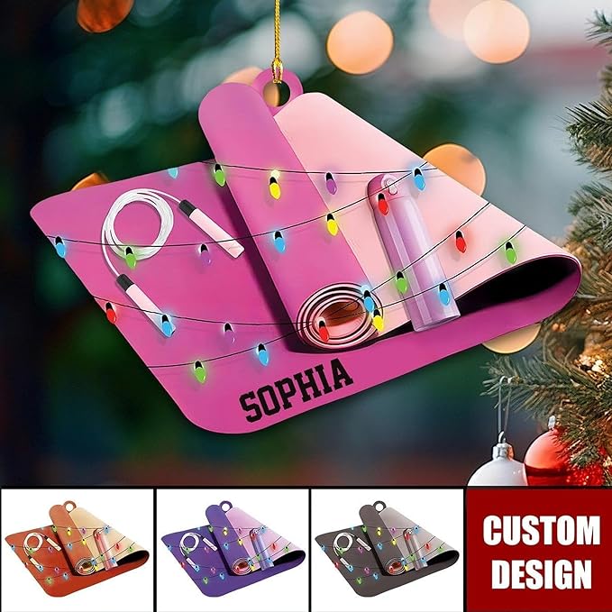 Noni Personalized Yoga Ornament, Custom Name Acrylic Christmas Decoration, Custom Name Mat Decor, Gift for Coach, New Yogi