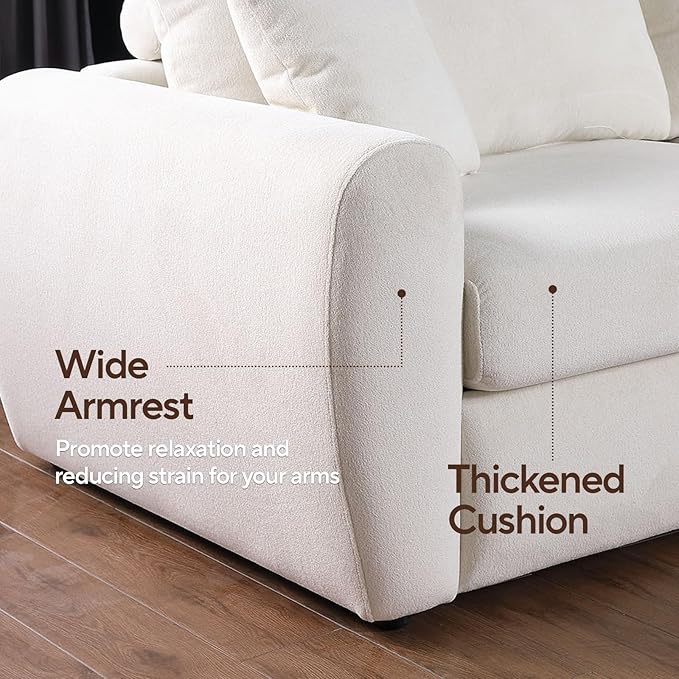 86.2" Oversize Loveseat Sofa, Chenille Loveseat, Modern Loveseat Couch with Wide Armerest, Cloud Sofa for Living Room, Bedroom and Office