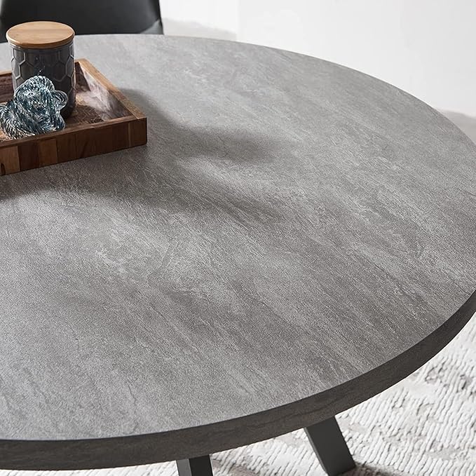 Round Dining Table Set, Mid Century Modern 47 INCH, Leisure Coffee Table, Saving Space (Grey)