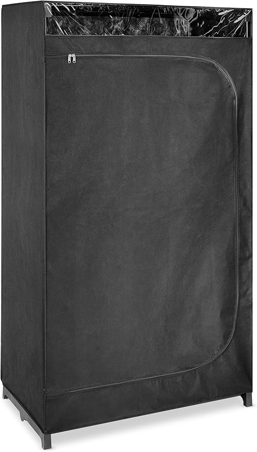 Whitmor Portable Clothes Closet - Freestanding Garment Organizer with Cover - 36 Inches Wide - Black