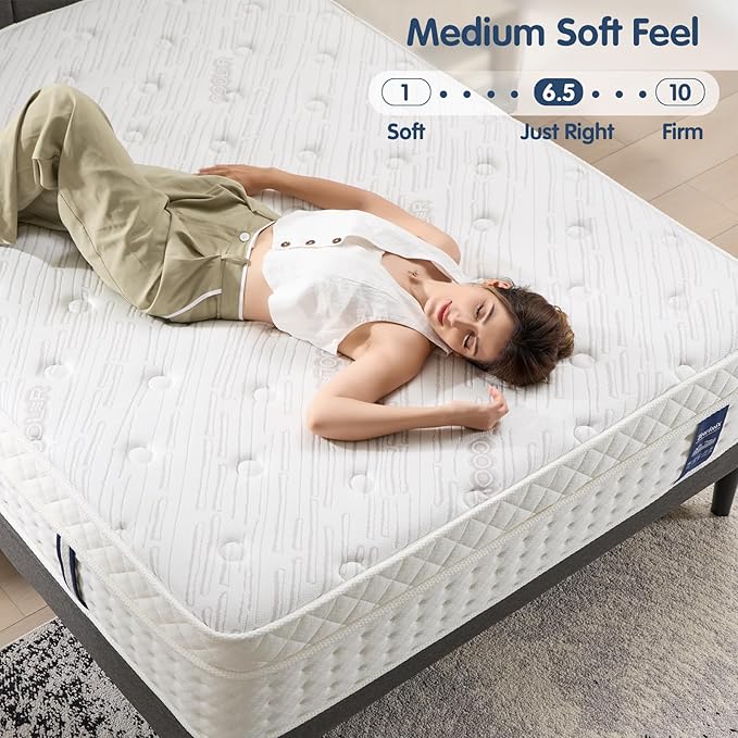 12 Inch Full Mattress, Plush Hybrid Mattresses with Gel Memory Foam in a Box, Individual Pocket Springs for Pressure Relief & Motion Isolation, CertiPUR-US Certified,100-Night Trial