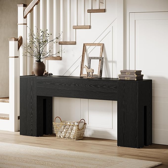 Tribesigns 71-Inch Long Console Table for Entryway, Farmhouse Sofa Console Behind Couch, Entry Table for Hallway, Foyer, Living Room, Black